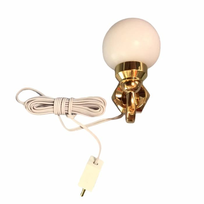 Dollhouse White Globe Wall Sconce 12 Volt with Plug 1:12 Scale Miniature Light