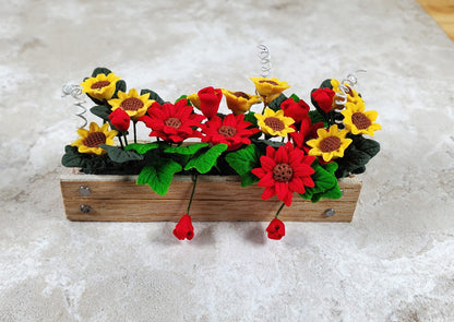 Dollhouse Fall Flowers in 3.25" Window Box Planter 1:12 Scale Miniature