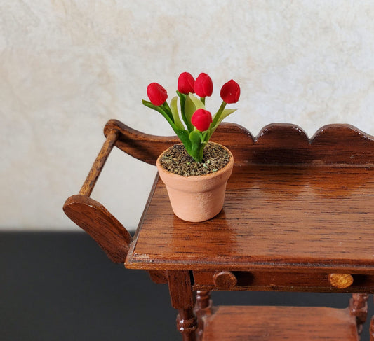 Dollhouse Red Tulips in a Terra Cotta Pot 1:12 Scale Miniature