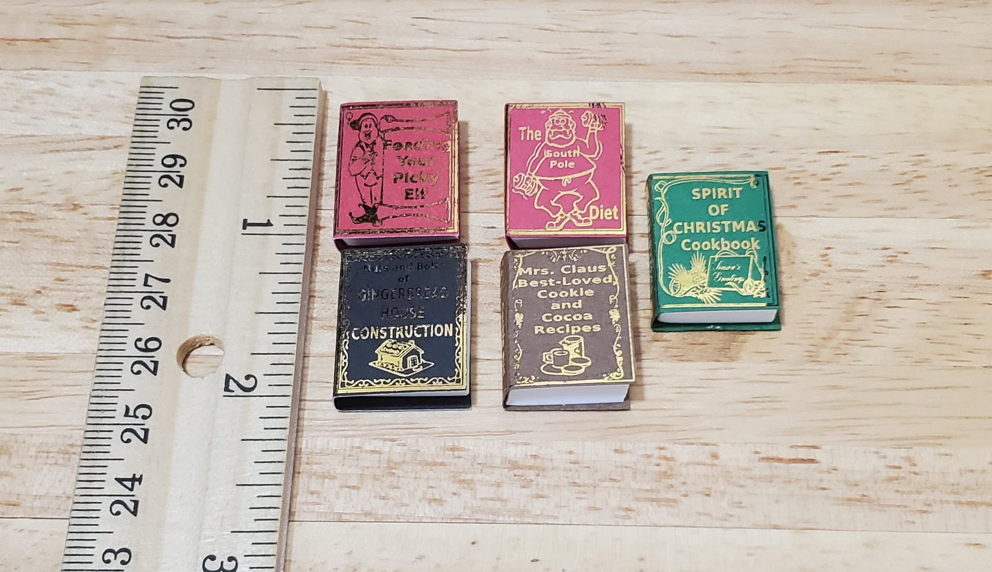 Dollhouse Christmas Books x5 Set 1 1:12 Scale Miniatures (blank inside) Handmade