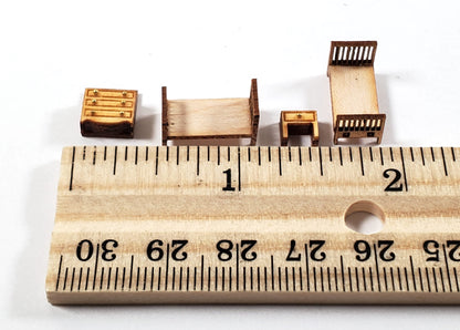 Dollhouse 1:144 Scale Furniture KIT DIY Child's Bedroom Set Beds Dresser +