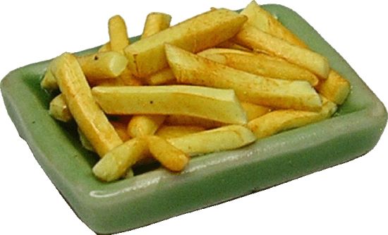 Dollhouse French Fries on a Tray 1:12 Scale Miniature Food Kitchen
