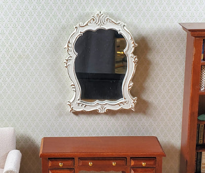 Dollhouse Mirror Cream with Gold Accents 1:12 Scale Miniature Decor
