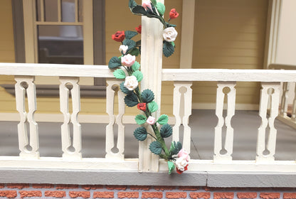 Dollhouse Red Pink & White Roses Vine 1:12 Scale Miniature Garden Plants Flowers