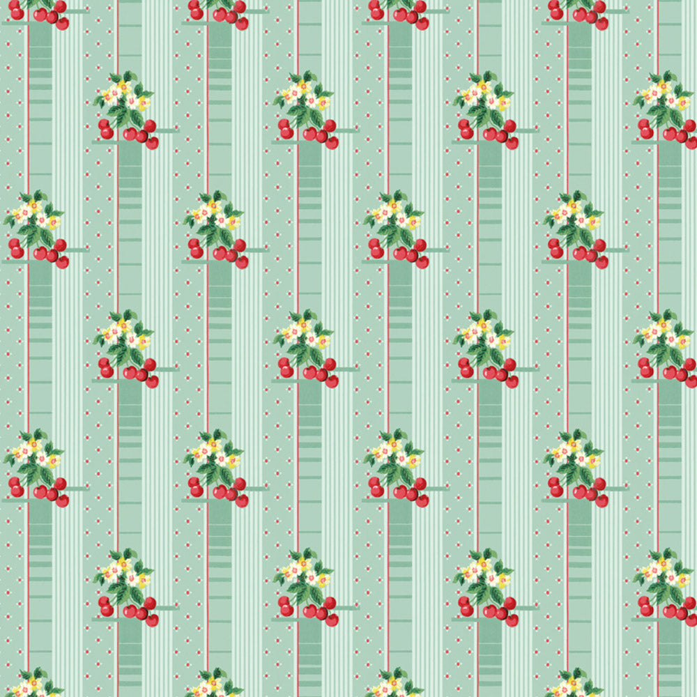 Dollhouse Wallpaper Cherries and Blossoms Bradbury & Bradbury 1:12 Scale