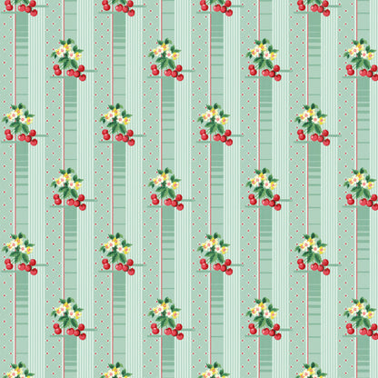 Dollhouse Wallpaper Cherries and Blossoms Bradbury & Bradbury 1:12 Scale