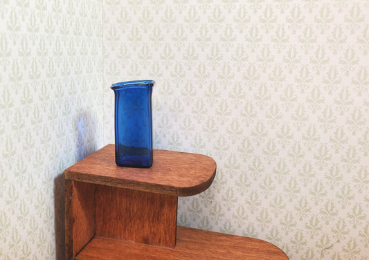 Dollhouse Vase Cobalt Blue Square Real Glass for Flowers 1:12 Scale Miniature