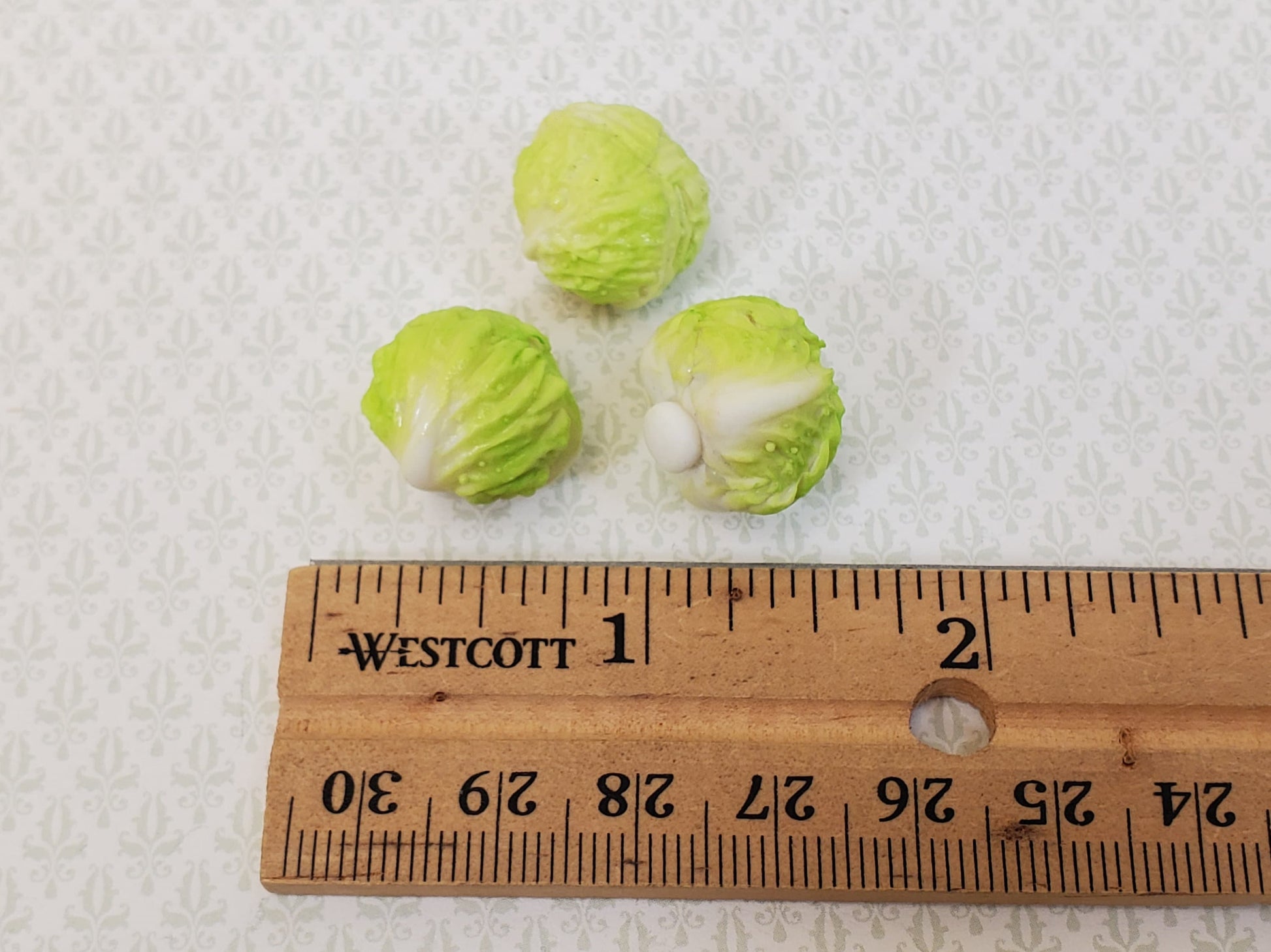 Dollhouse Cabbage or Iceberg Lettuce 3 Heads 1:12 Scale Miniature Food Vegetable