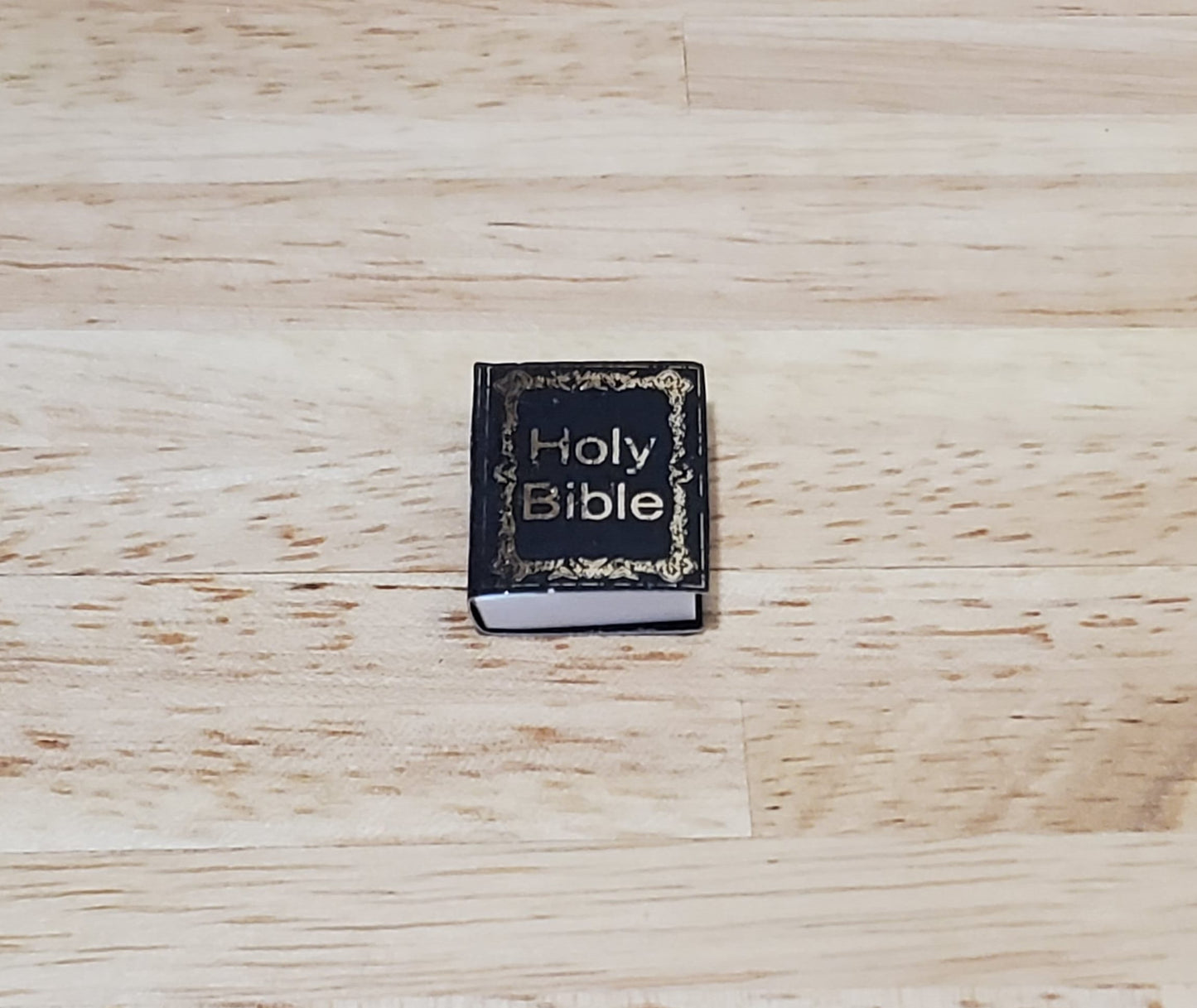 Dollhouse The Holy Bible Book Black & Gold 1:12 Scale Miniature (blank inside)
