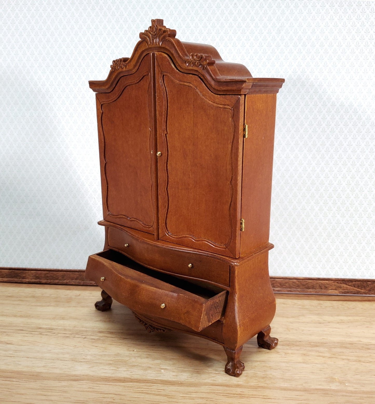 JBM Dutch Baby House Cabinet Dollhouse Large 1:12 Scale Miniature Walnut Finish