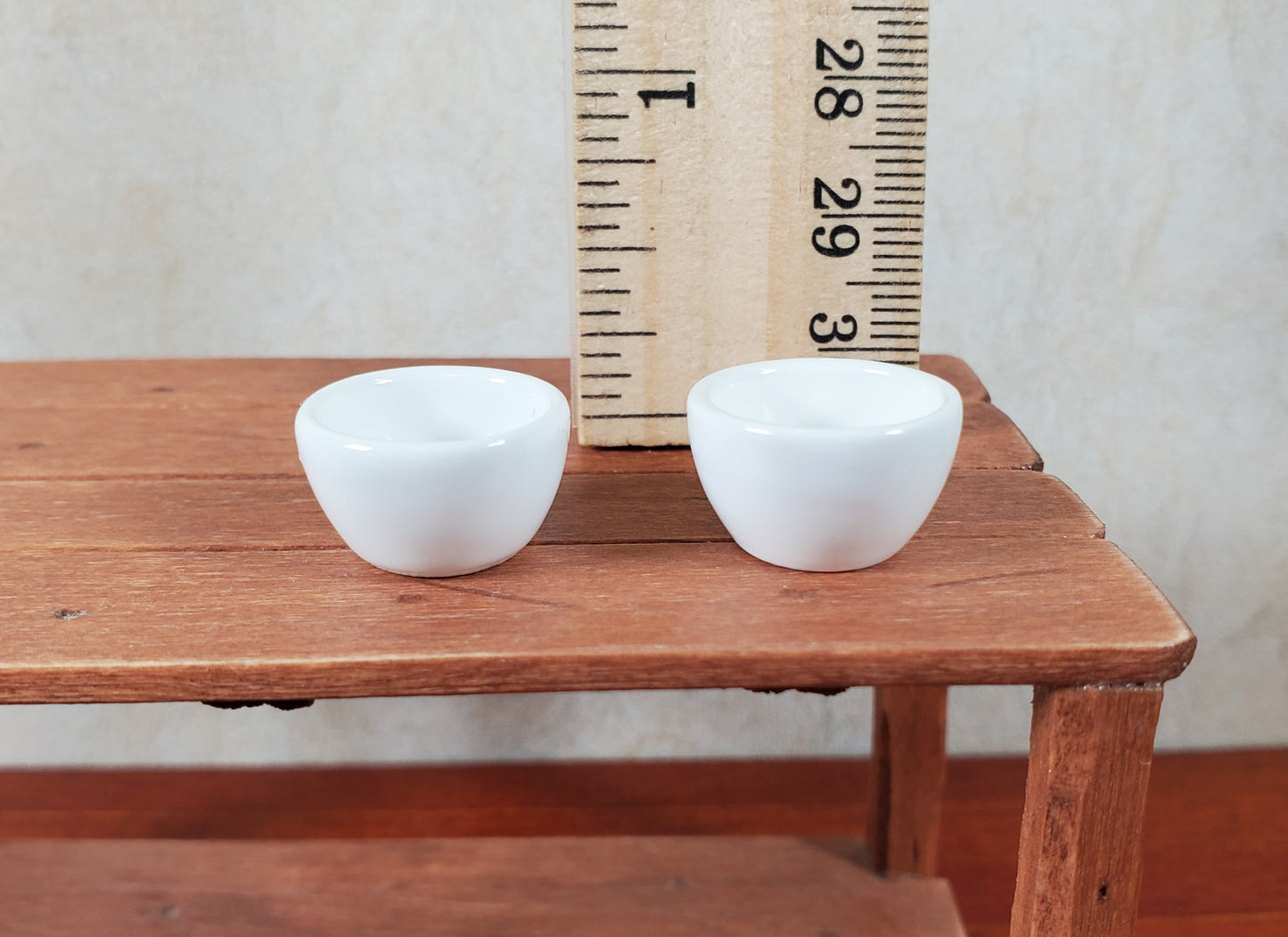 Dollhouse Miniature White Ceramic Bowls Set of 2 1:12 Scale Miniature