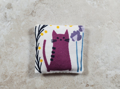 Dollhouse Miniature Pillow Purple Cat Handmade 1:12 Scale 1 1/2"