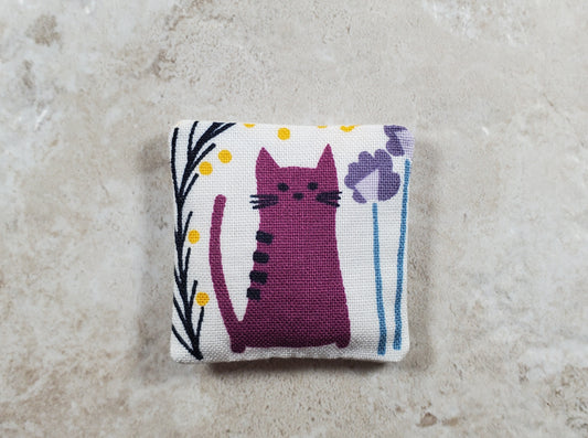 Dollhouse Miniature Pillow Purple Cat Handmade 1:12 Scale 1 1/2"