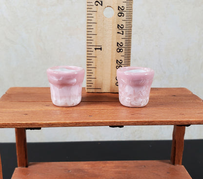 Dollhouse Patterned Pink Ceramic Pot Set of 2 1:12 Scale Miniature