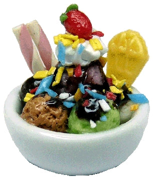 Dollhouse Chocolate Sundae in Small Bowl 1:12 Scale Miniature Food Dessert