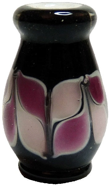 Dollhouse Pink and Black Fused Glass Vase 1:12 Scale Miniature Decor Flowers
