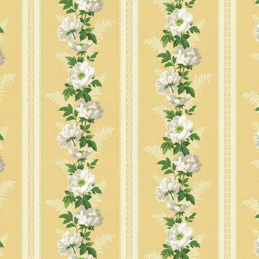 Dollhouse Wallpaper White Roses in Sunshine Bradbury & Bradbury 1:12 Scale