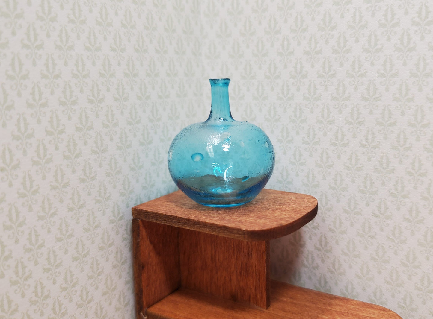 Dollhouse Carboy Demijohn Aqua Glass Bottle Round 1:12 Scale some color flaw
