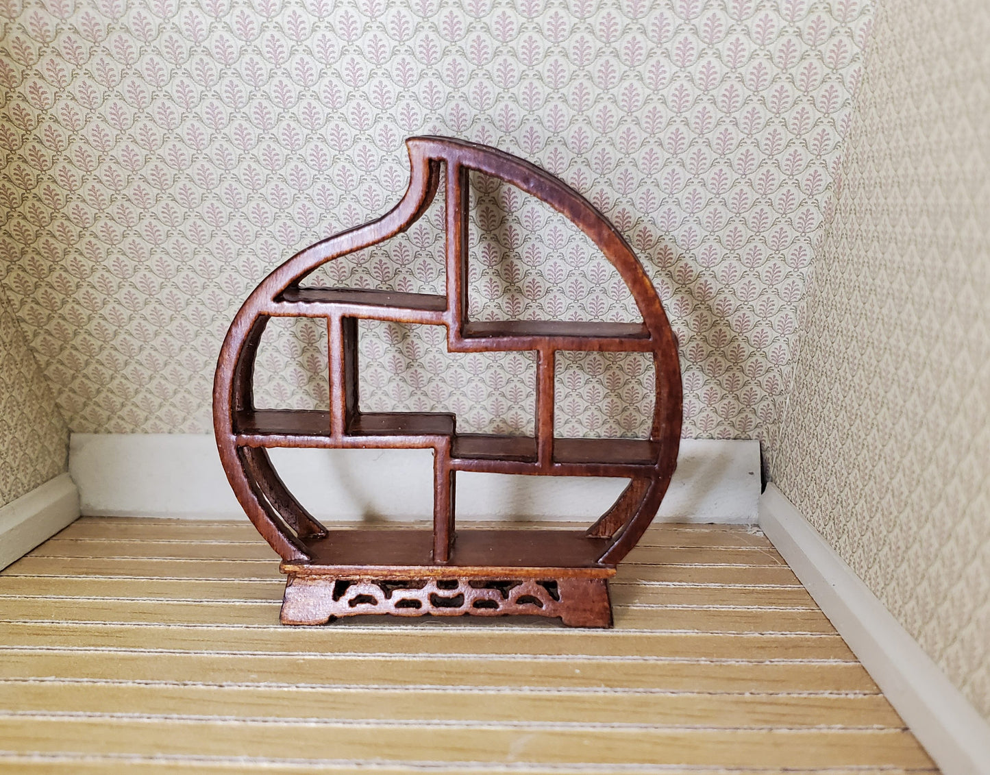 Dollhouse Curio Shelf HALF SCALE 1:24 Miniature Wood with Walnut Finish