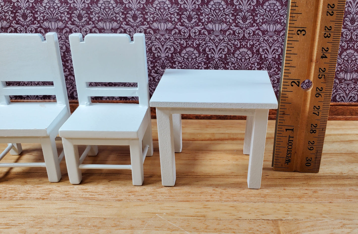 Dollhouse Small Table & Chairs Set Child Size 1:12 Scale Miniature Furniture