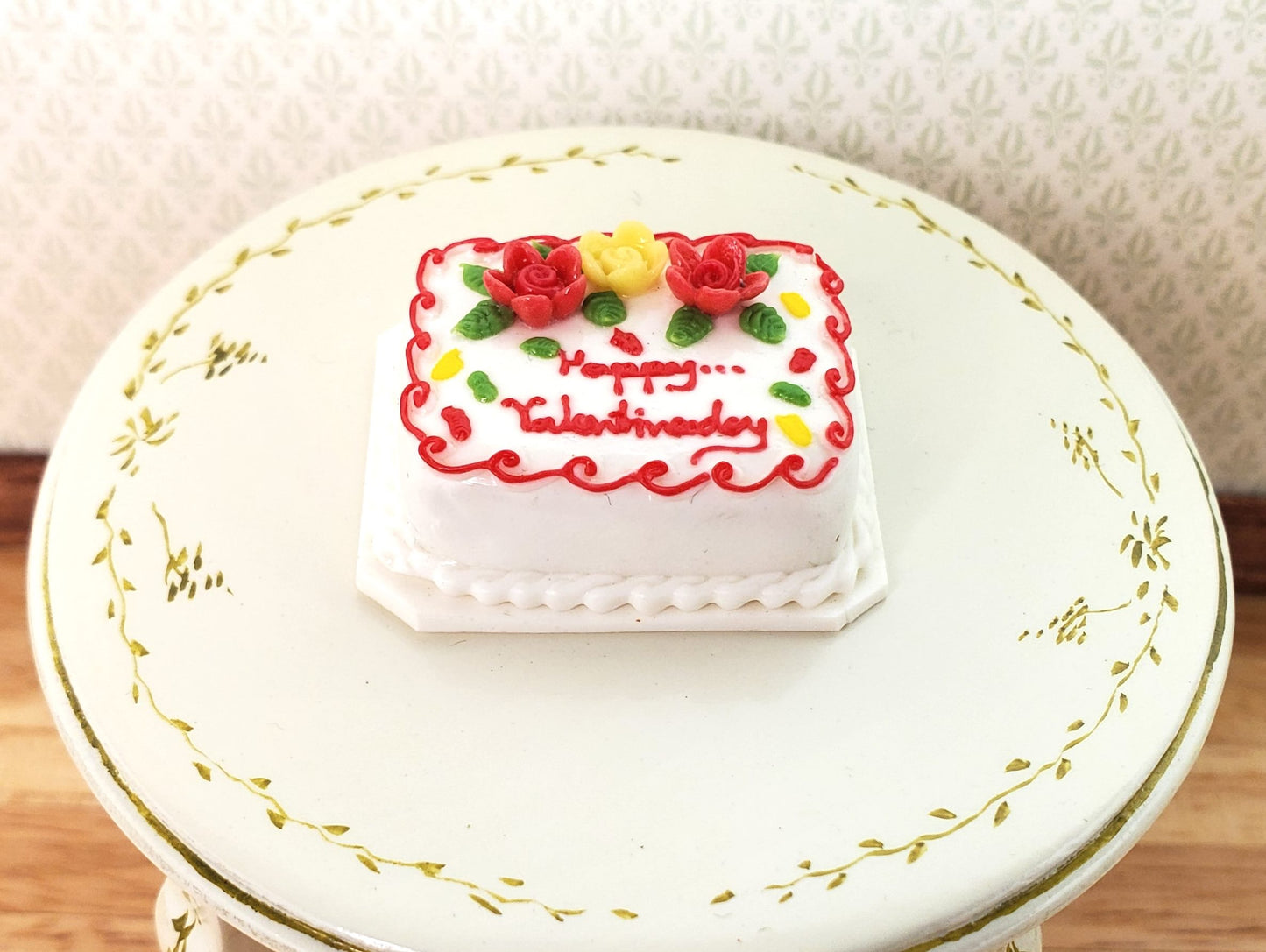 Dollhouse Valentine Sheet Cake 1:12 Scale Miniature Food Bakery Dessert