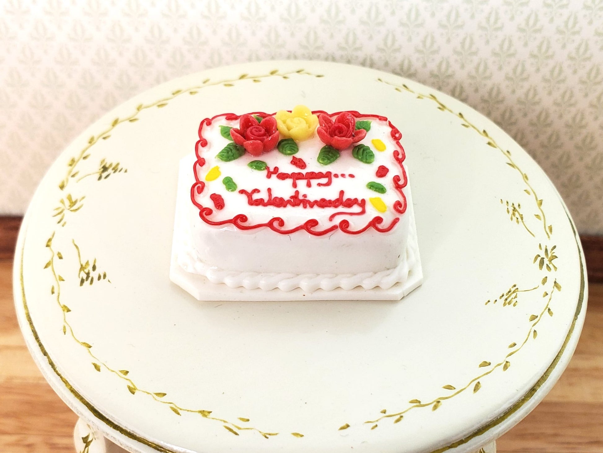 Dollhouse Valentine Sheet Cake 1:12 Scale Miniature Food Bakery Dessert