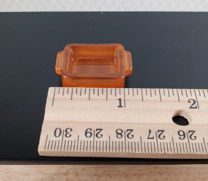Dollhouse Amber Glass Casserole Dish with Handles 1:12 Scale Miniature Kitchen