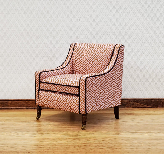 JBM Dollhouse Club Chair Armchair Retro Style Pale Pink 1:12 Scale Miniature Furniture