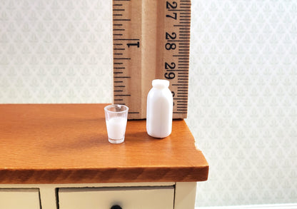 Dollhouse Quart of White Milk with Filled Cup 1:12 Scale Miniature Food