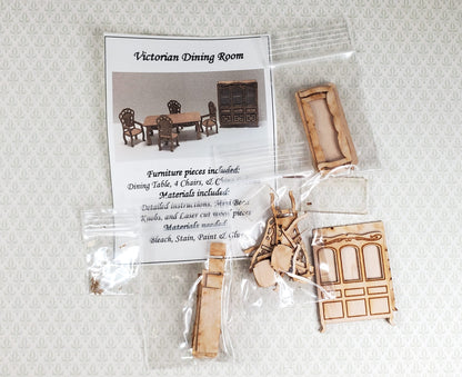 Dollhouse Quarter Scale Furniture Kit DIY Victorian Dining Room Set 1:48