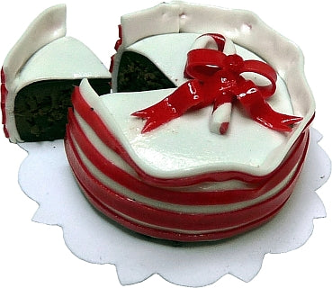 Dollhouse Candy Cane Ribbon Cake 1:12 Scale Miniature Dessert Food