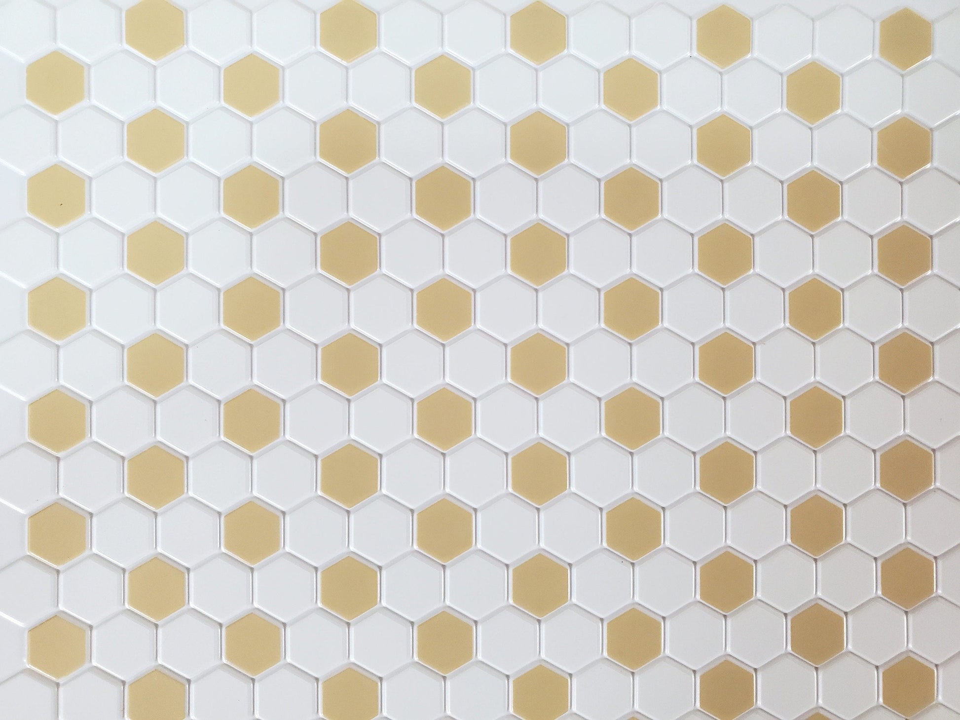 Dollhouse Hexagon Vinyl Tile Flooring Embossed Beige on White Floor 1:12 Scale Miniatures