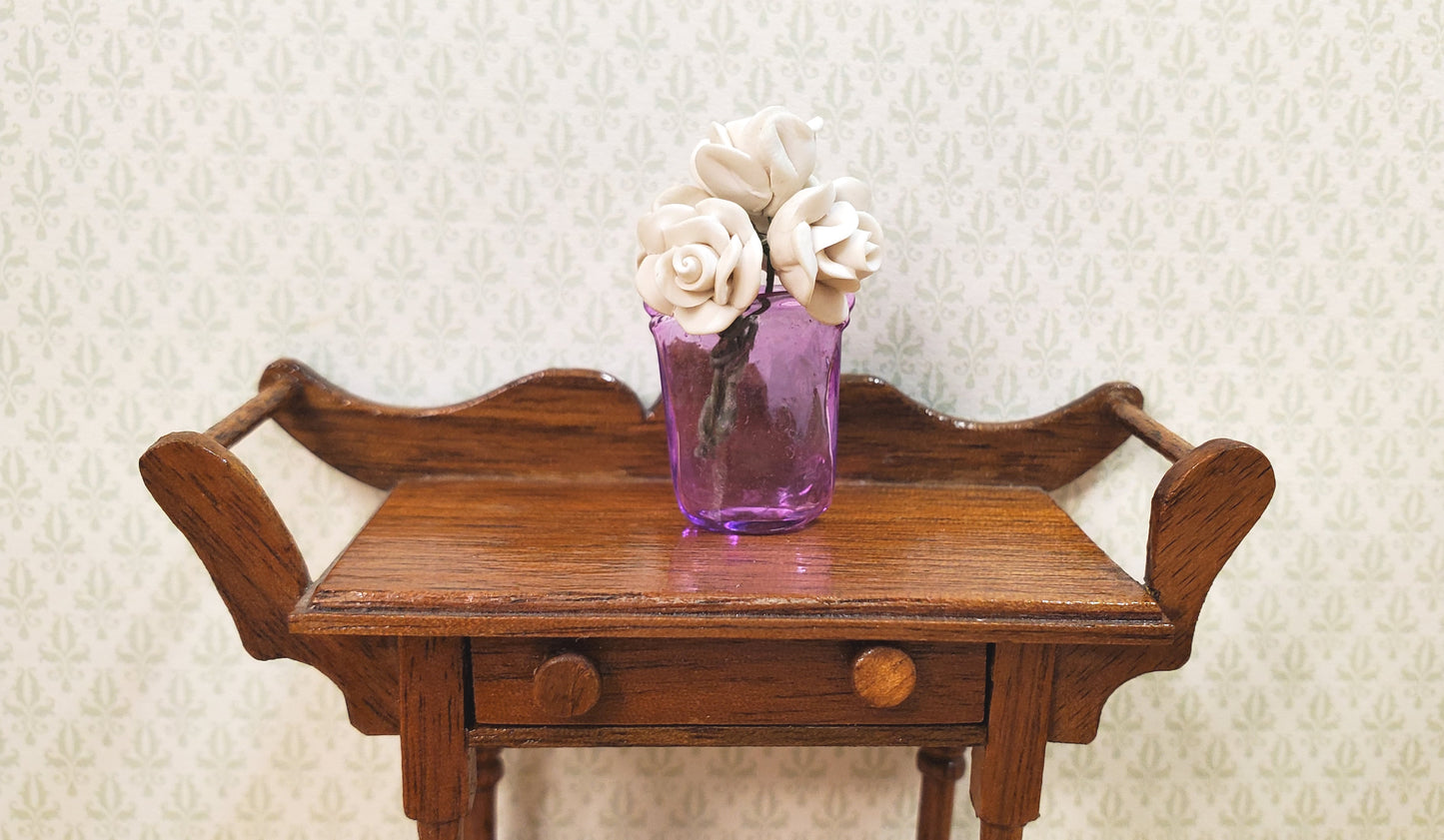 Dollhouse Crimped Narrow Vase Purple Glass 1:12 Scale Miniature Decor Flowers