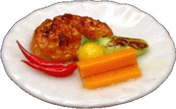 Dollhouse Spicy Chicken Dinner on a Plate 1:12 Scale Miniature Food Kitchen