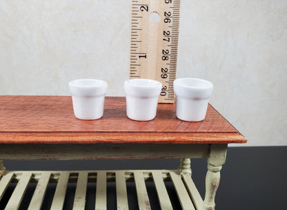 Dollhouse White Ceramic Pots Set of 3 1:12 Scale Miniature