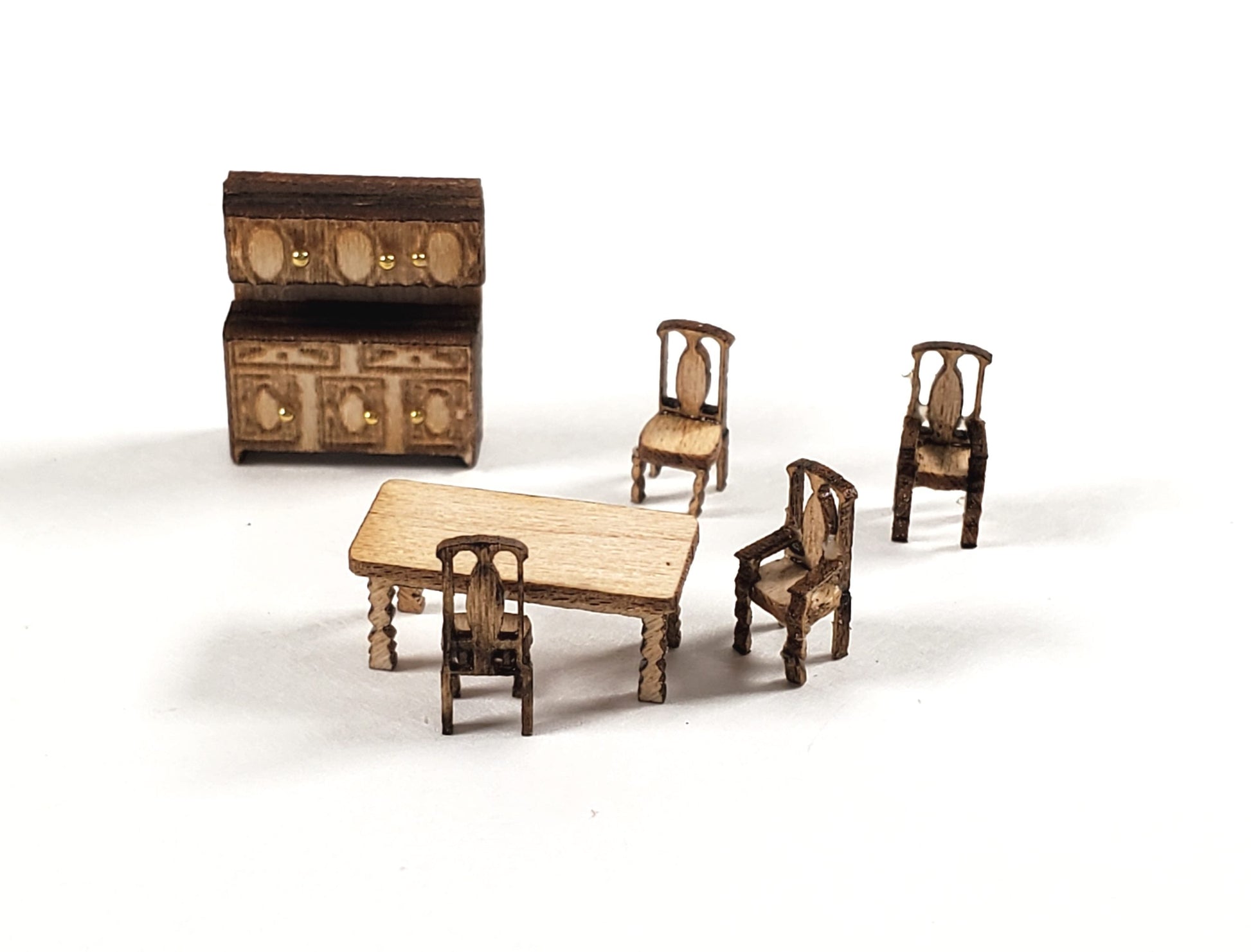 Dollhouse 1:144 Scale Furniture KIT DIY Country Dining Room Miniature Set Table
