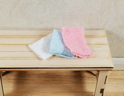 Dollhouse Towels Pink White Blue Set of 3 1:12 Scale Miniature Bathroom