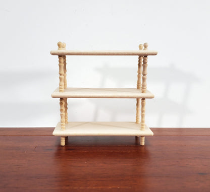Dollhouse Bookshelf 3 Shelf Plant Stand or Bookcase 1:12 Scale Furniture Unfinished Unpainted