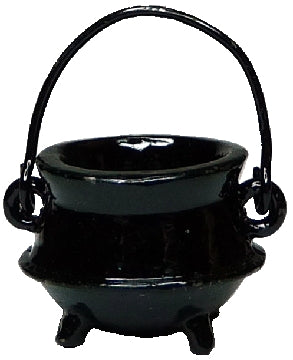 Dollhouse Black Cauldron Pot or Kettle Metal with Handle 1:12 Scale Miniature