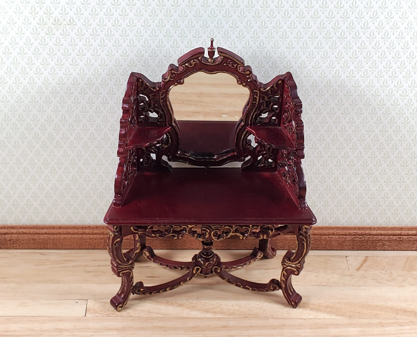 Dollhouse Vanity Dressing Table Mahogany Finish 1:12 Scale by Hansson Miniatures
