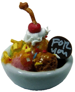Dollhouse Ice Cream Sundae in Small Bowl 1:12 Scale Miniature Food Dessert