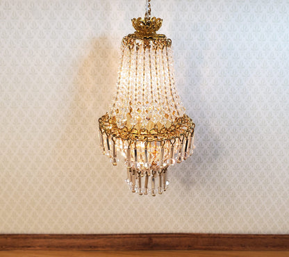 Dollhouse Crystal Chandelier "Chloe Deluxe" Real Glass 12 Volt 1:12 Scale