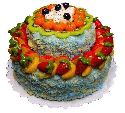 Dollhouse Extra Large 2 Tier Cake with Fruit Topping 1:12 Scale Miniature Prop