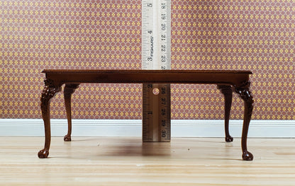 JBM Dollhouse Dining Table Queen Anne Style 1:12 Scale Furniture Walnut Finish