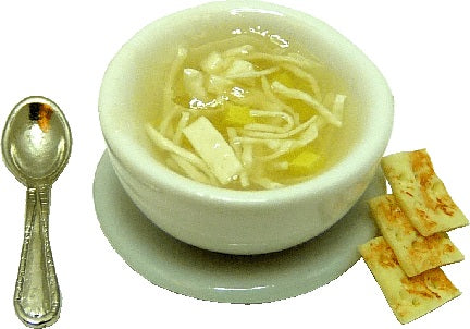 Dollhouse Chicken Noodle Soup on Saucer1:12 Scale Miniature Food Kitchen
