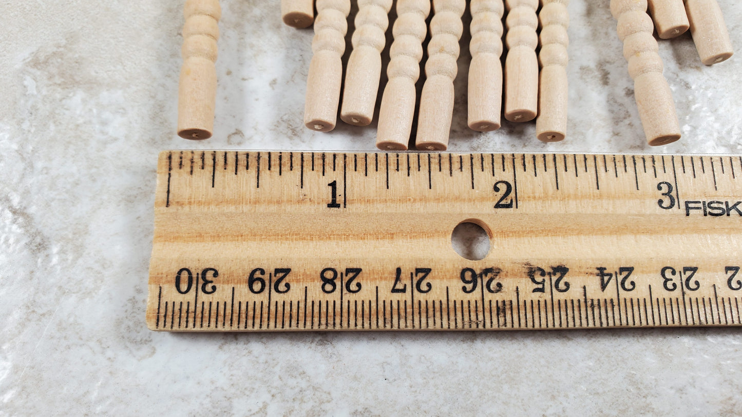 Dollhouse Spindles Balusters Wood 2 5/8" tall1:12 Scale Miniature Set of 12
