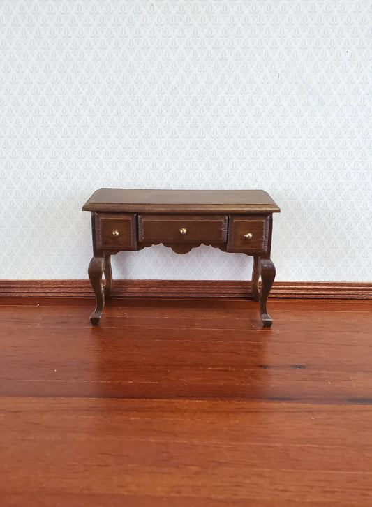 Dollhouse Miniature Vanity Table with Drawers Wood Walnut Finish 1:12 Scale Furniture