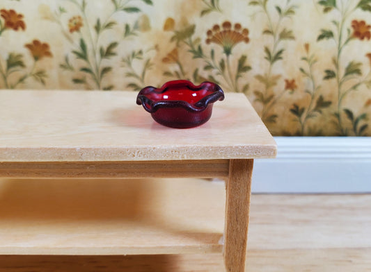 Dollhouse Cranberry Red Glass Candy Dish or Serving Bowl 1:12 Scale Miniature