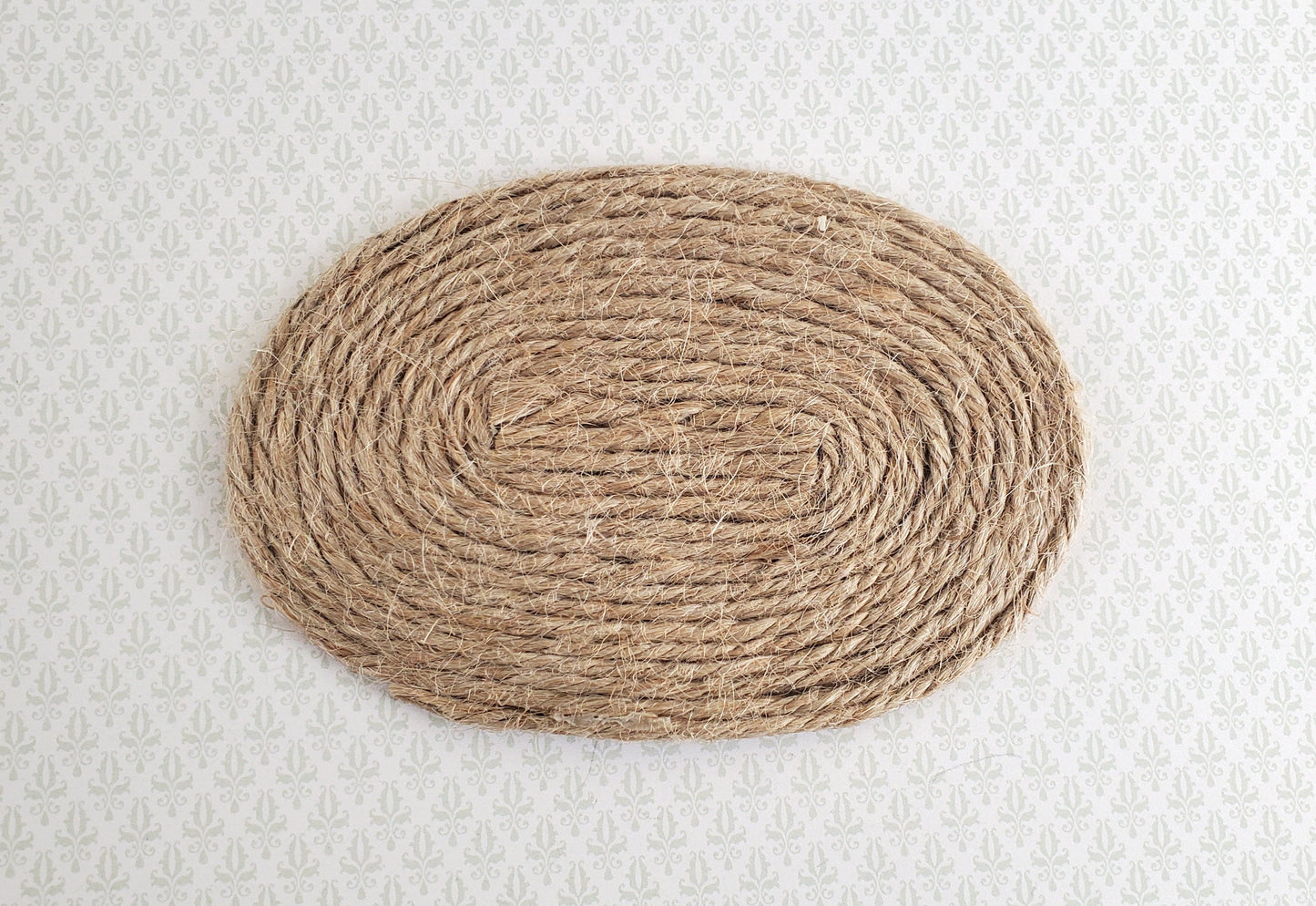 Dollhouse Miniature Oval Rush Mat Jute Twine Rug Small 1:12 Scale