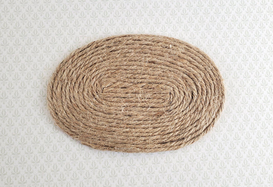 Dollhouse Miniature Oval Rush Mat Jute Twine Rug Small 1:12 Scale
